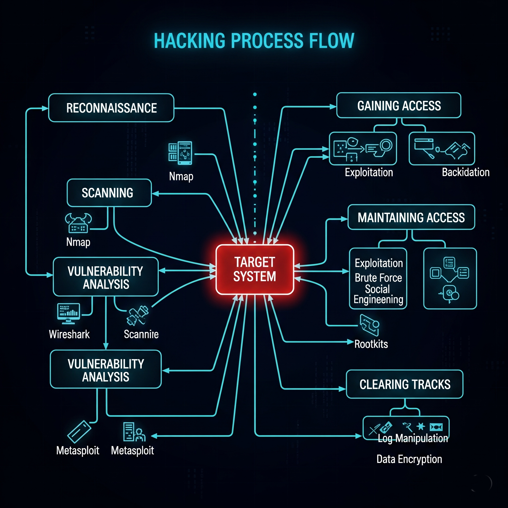 Hacking process flow diagram
